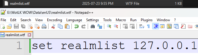 Edit Realmlist